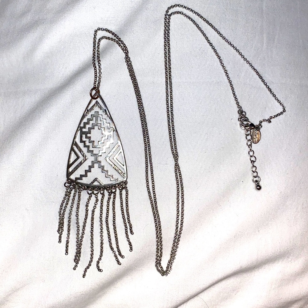Long Silver Necklace, Chain hangs 15.5 inches long, and is 30 inches in diameter